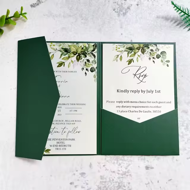 Invitatie de nunta eleganta verde - imagine 6
