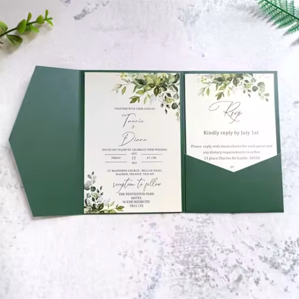 Invitatie de nunta eleganta verde - imagine 5