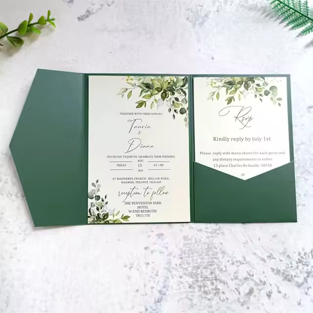 Invitatie de nunta eleganta verde - imagine 5