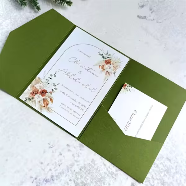 Invitatie de nunta eleganta verde - imagine 2