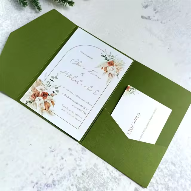 Invitatie de nunta eleganta verde - imagine 2